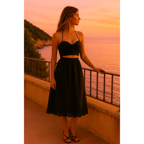 Zimmerman Iris Picnic Dress 100% Linen in Black Size 1 NWT $795 - Picture 1 of 14